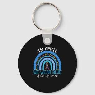 Rainboogautisme In april Draag we blauw autisme Sleutelhanger