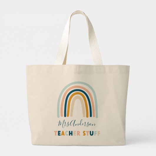 Rainboogblauw gepersonaliseerd muts schattig cadea grote tote bag (Achterkant)