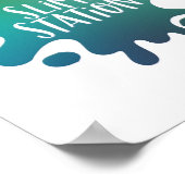 Rainboogblauw, groen slijmstation poster (Hoek)