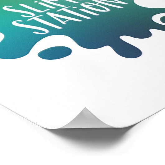 Rainboogblauw, groen slijmstation poster (Hoek)