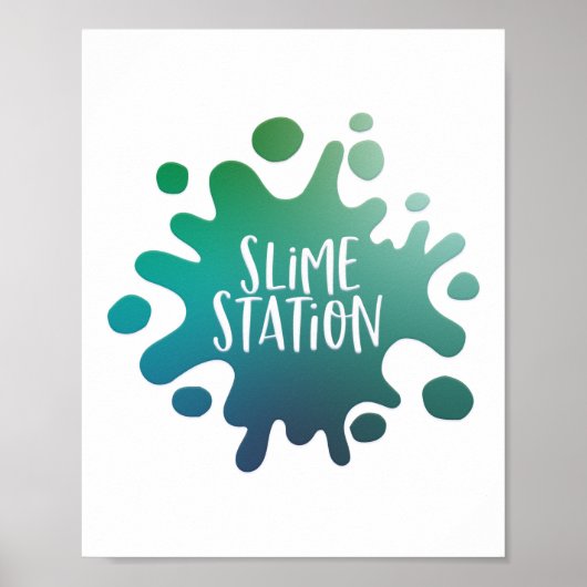 Rainboogblauw, groen slijmstation poster (Voorkant)
