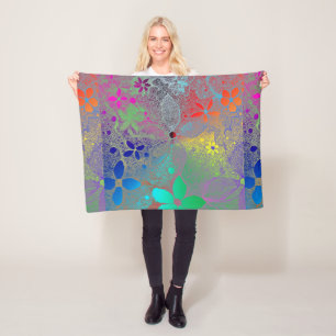 Rainboogbloemen in kant fleece deken