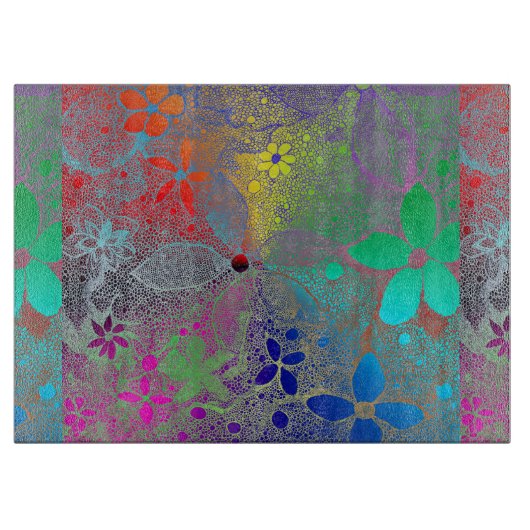 Rainboogbloemen in kant snijplank (Voorkant)