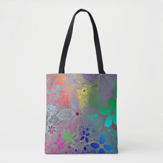 Rainboogbloemen in kant tote bag (Voorkant)