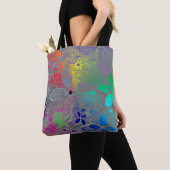 Rainboogbloemen in kant tote bag (Dichtbij)