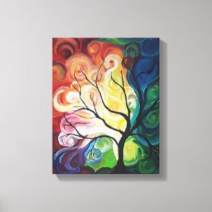 Rainboogbomen schilderen op Canvas afdrukken van J