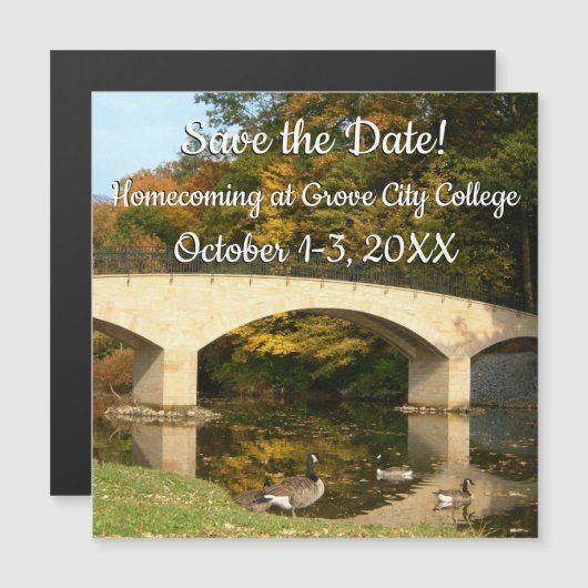 Rainboogbrug in Herfst bij Grove City Save the Dat (Voorkant / Achterkant)
