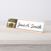 Rainboogbrug in Herfst bij het Grove City College Bureau Naambordje (Voorkant)