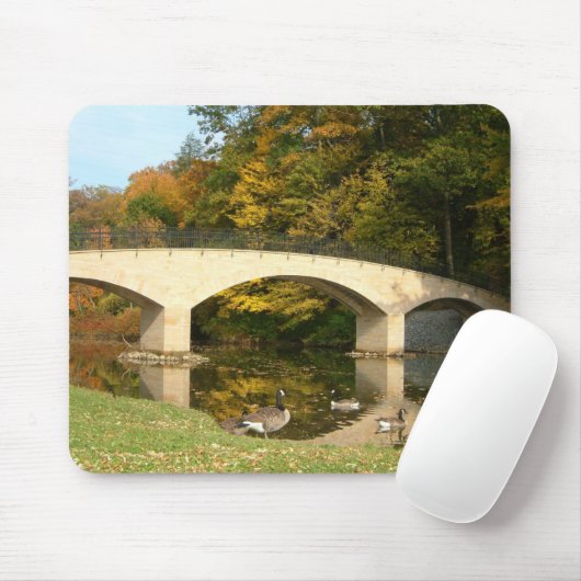 Rainboogbrug in Herfst bij het Grove City College Muismat (Met muis)