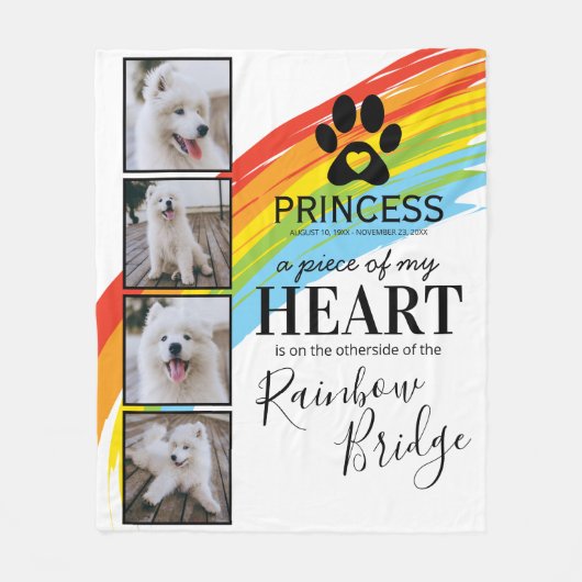 Rainboogbrug - Pet Memorial Fleece Deken (Voorkant)