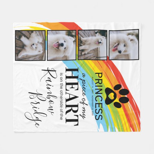 Rainboogbrug - Pet Memorial Fleece Deken (Voorkant (Horizontaal))