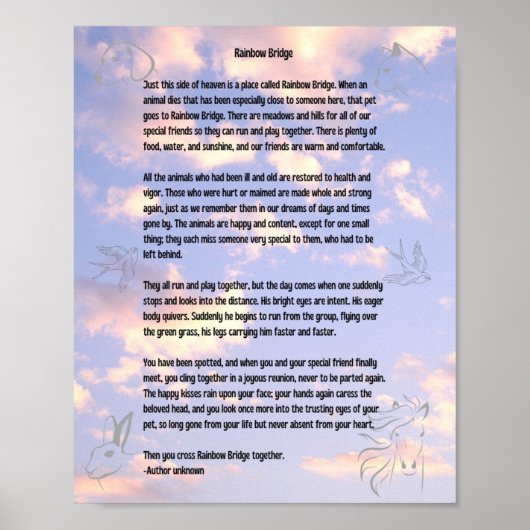 Rainboogbruggedicht in wolken poster (Voorkant)