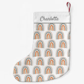 Rainboogbruin beige witte monogram moderne kleine kerstsok (Achterkant)