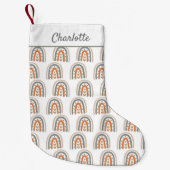 Rainboogbruin beige witte monogram moderne kleine kerstsok (Voorkant)