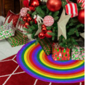 Rainboogbundelcirkels Imitatie Linnen Kerstboom Kleed