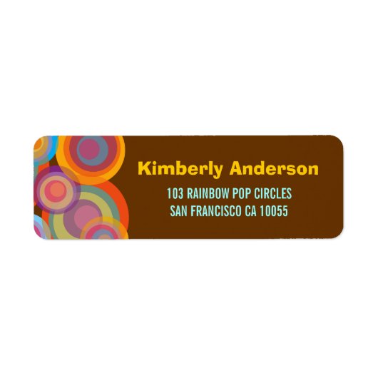 Rainboogcirkels Pop Kleurrijke en vun Adresetikett Etiket (Voorkant)