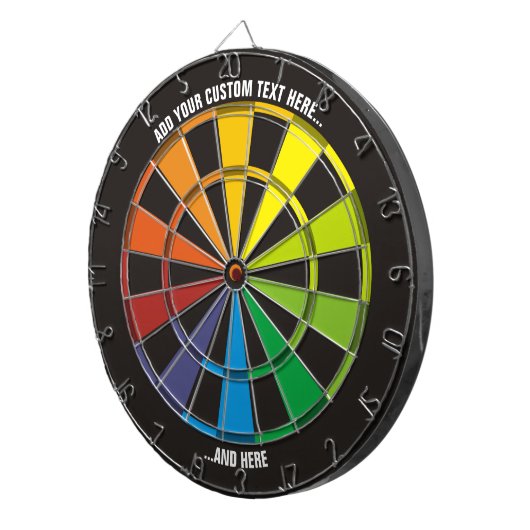 Rainboogdartboard met aangepaste tekst dartbord (Voorkant Rechts)
