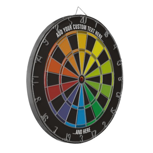 Rainboogdartboard met aangepaste tekst dartbord (Voorkant Links)