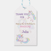 Rainboogekleur Unicorn baby meisjesverjaardag Cadeaulabel (Voorkant)
