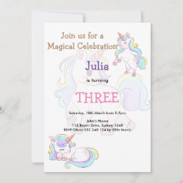 Rainboogekleur Unicorn baby meisjesverjaardag Kaart