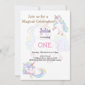 Rainboogekleur Unicorn baby meisjesverjaardag Kaart (Voorkant)