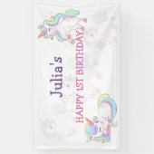 Rainboogekleur Unicorn baby meisjesverjaardag Spandoek (Verticaal)