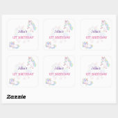 Rainboogekleur Unicorn baby meisjesverjaardag Vierkante Sticker (Vel)