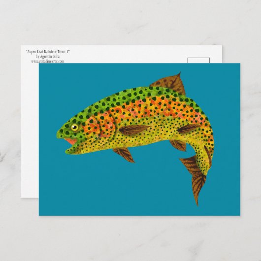 Rainboogforel 1 van Aspen Leaf Briefkaart (Voorkant / Achterkant)