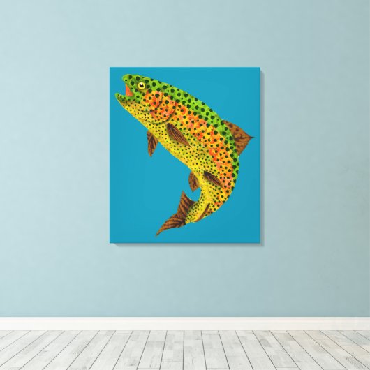 Rainboogforel 1 van Aspen Leaf Canvas Afdruk (Insitu (Houten vloer))