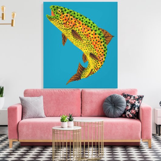 Rainboogforel 1 van Aspen Leaf Canvas Afdruk (Insitu (Woonkamer))