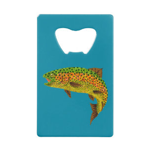 Rainboogforel 1 van Aspen Leaf Creditkaart Flessenopener