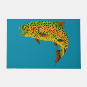 Rainboogforel 1 van Aspen Leaf Deurmat
