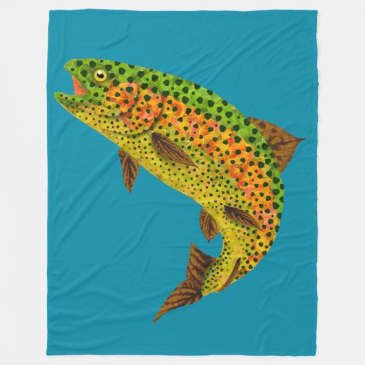 Rainboogforel 1 van Aspen Leaf Fleece Deken (Voorkant)