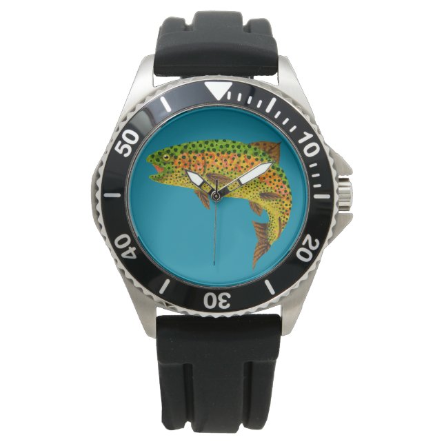 Rainboogforel 1 van Aspen Leaf Horloge (Voorkant)