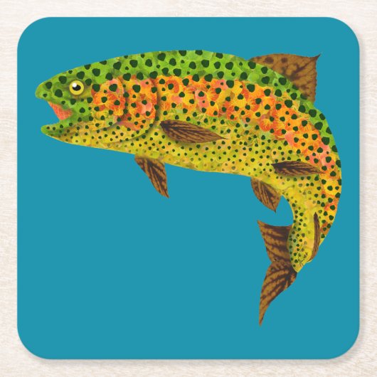 Rainboogforel 1 van Aspen Leaf Kartonnen Onderzetters (Voorkant)