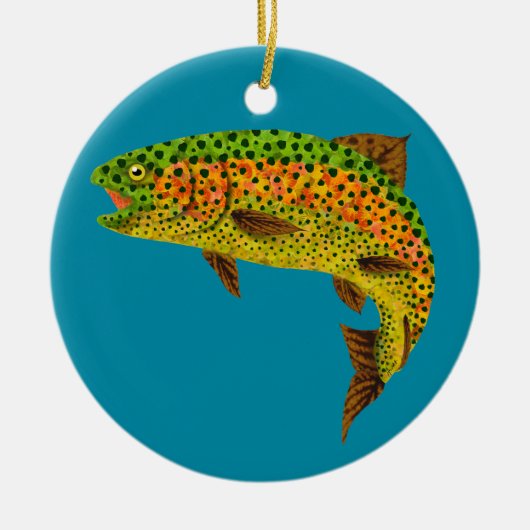 Rainboogforel 1 van Aspen Leaf Keramisch Ornament (Voorkant)