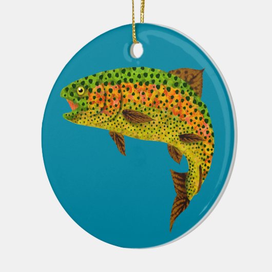 Rainboogforel 1 van Aspen Leaf Keramisch Ornament (Links)