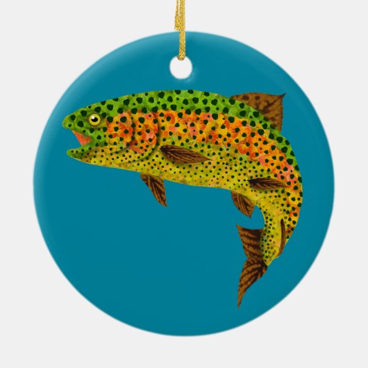 Rainboogforel 1 van Aspen Leaf Keramisch Ornament (Achterkant)