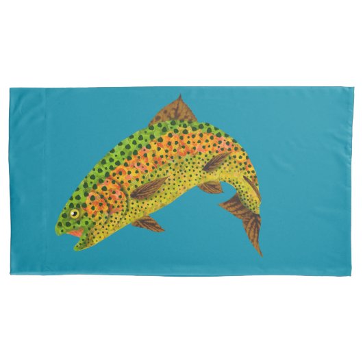 Rainboogforel 1 van Aspen Leaf Kussensloop (Voorkant-Links)