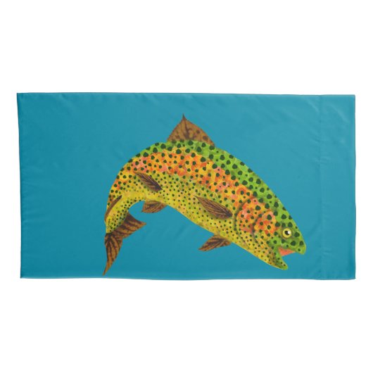 Rainboogforel 1 van Aspen Leaf Kussensloop (Achterkant-Rechts)