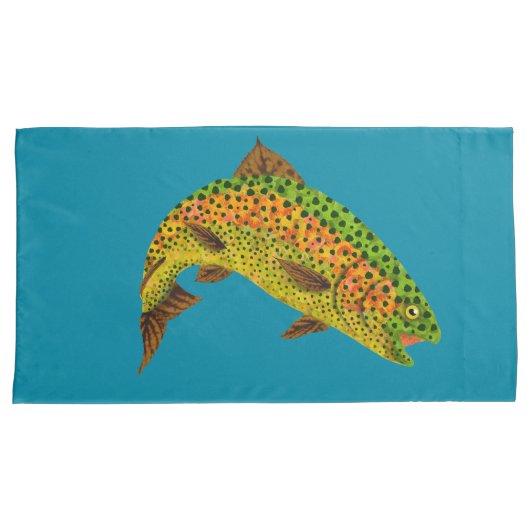 Rainboogforel 1 van Aspen Leaf Kussensloop (Voorkant-Rechts)