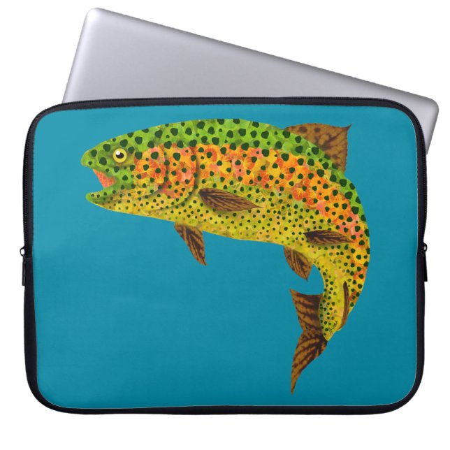 Rainboogforel 1 van Aspen Leaf Laptop Sleeve (Voorkant)