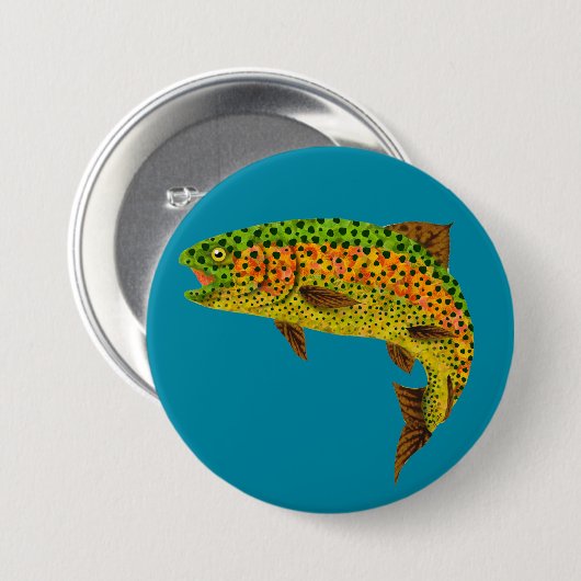 Rainboogforel 1 van Aspen Leaf Ronde Button 7,6 Cm (Voorkant /achterkant)