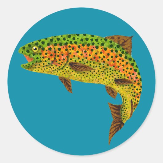 Rainboogforel 1 van Aspen Leaf Ronde Sticker (Voorkant)