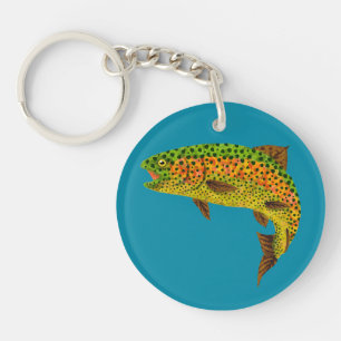 Rainboogforel 1 van Aspen Leaf Sleutelhanger