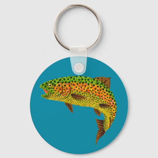 Rainboogforel 1 van Aspen Leaf Sleutelhanger (Voorkant)