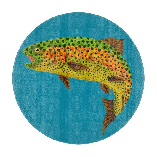 Rainboogforel 1 van Aspen Leaf Snijplank (Voorkant)