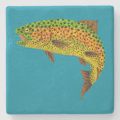 Rainboogforel 1 van Aspen Leaf Stenen Onderzetter (Voorkant)