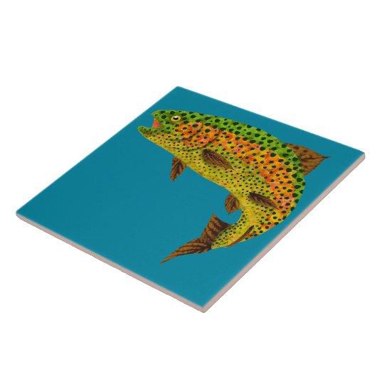 Rainboogforel 1 van Aspen Leaf Tegeltje (Zijkant)