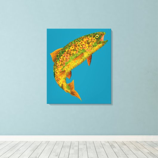 Rainboogforel 2 van Aspen Leaf Canvas Afdruk (Insitu (Houten vloer))